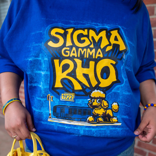 Meet me at Poodle Station t-shirt -RHOYAL BLUE