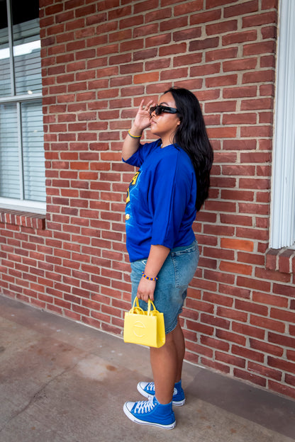 Meet me at Poodle Station t-shirt -RHOYAL BLUE